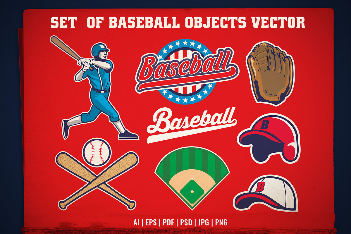Set of Baseball Object in Vector, an Object Graphic by bazzier_graphik (Photo 1 of 2)