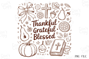 Thankful Grateful Blessed PNG, a Graphic by Clipart Bloom