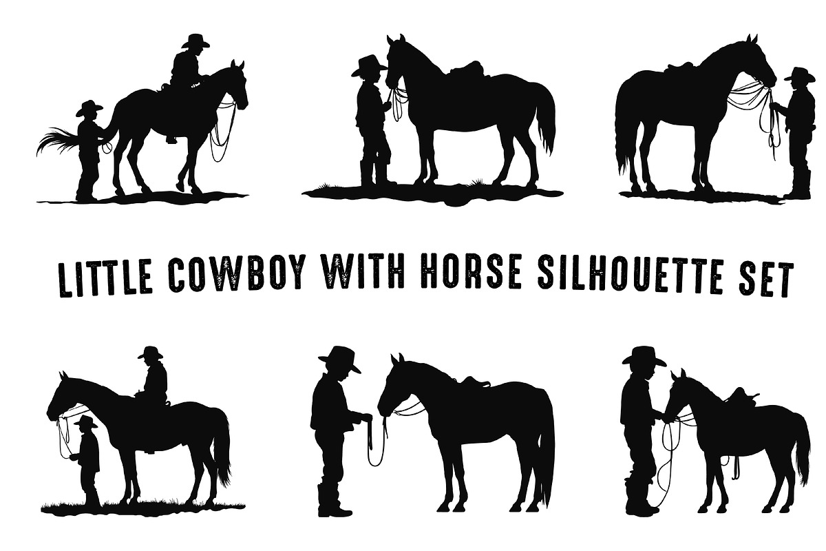 Little Cowboy on Horse Silhouette, a Person Illustration by Gfx Expert Team (Photo 2 of 3)