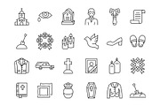 Funeral agency line icon set, an Outline Icon by ElineDesign (Thumbnail 1 of 3)