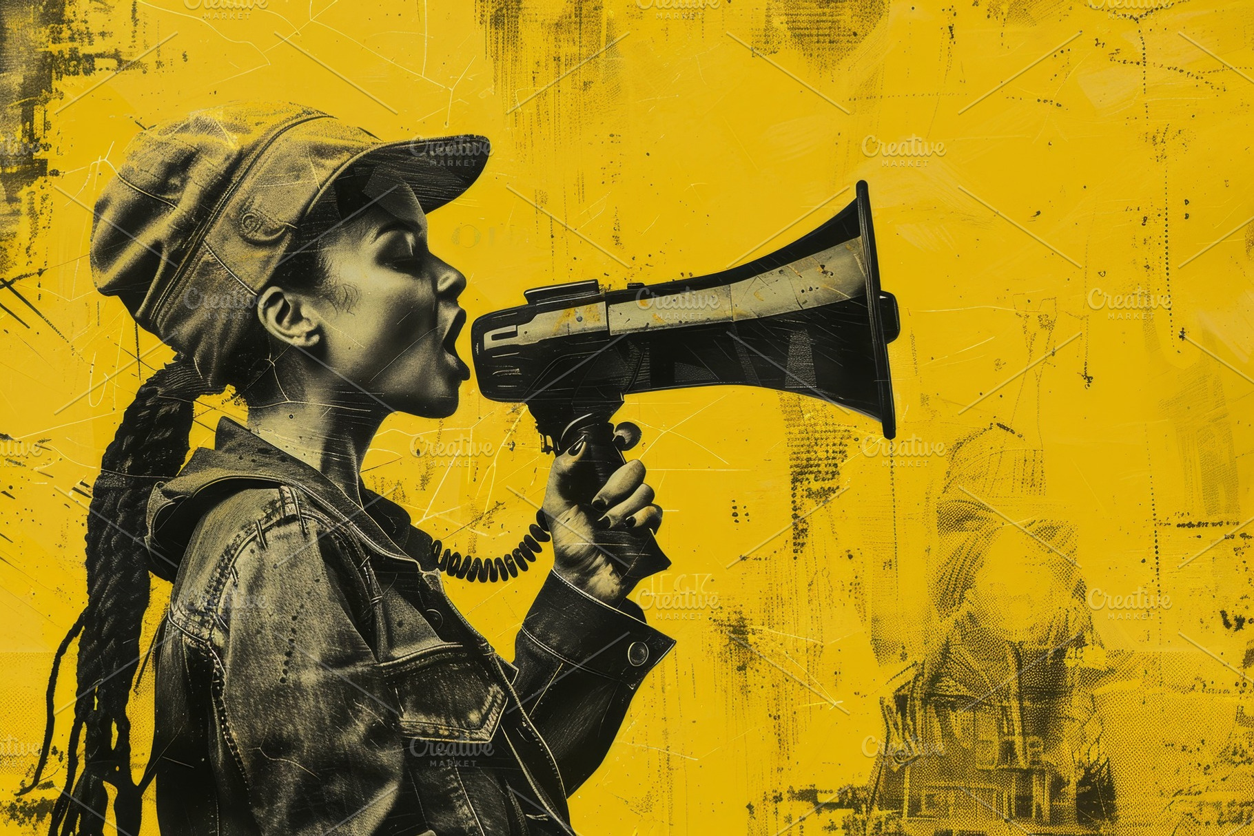 A young woman advocates for social c, a Photo by Tanuart