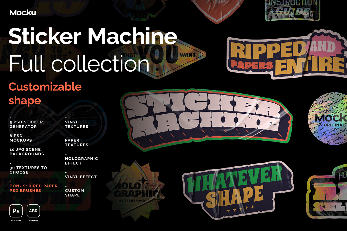 Sticker Machine Full Collection, a Texture Graphic by Mocku (Photo 2 of 24)