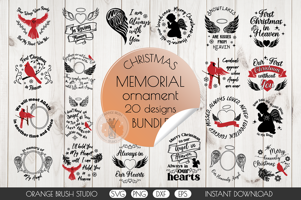 Christmas Memorial Ornament Bundle, an Illustration by Orange Brush Studio (Photo 1 of 6)
