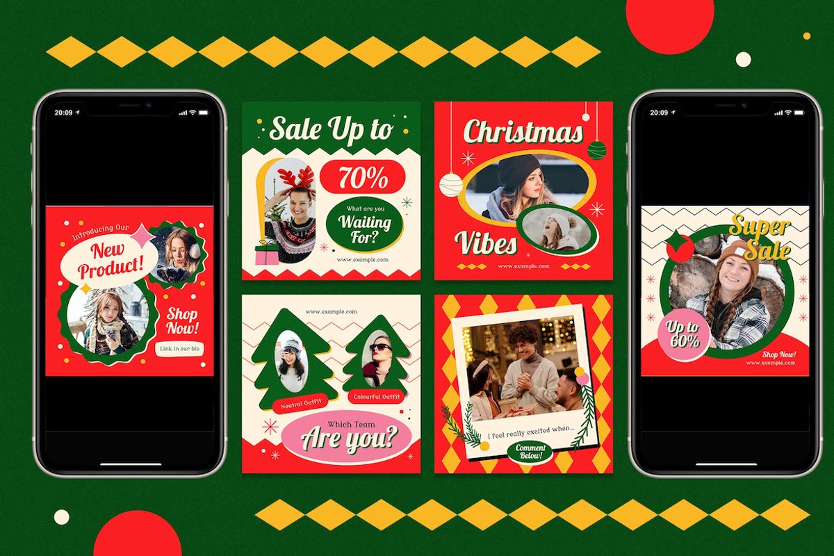 Red Christmas Sale Instagram Set, a Social Media Template by Aiyari Graphic (Photo 3 of 3)