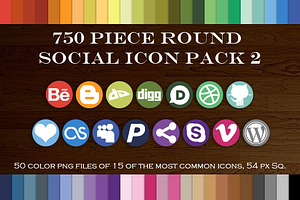 750 Piece Round Social Icons Pack 2