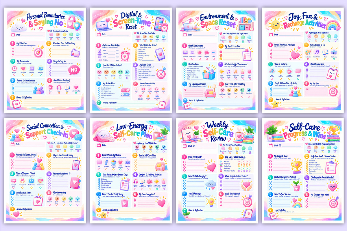 ADHD Self-Care Planner | Self-Care, a Stationery Template by Mustafiz (Photo 4 of 4)