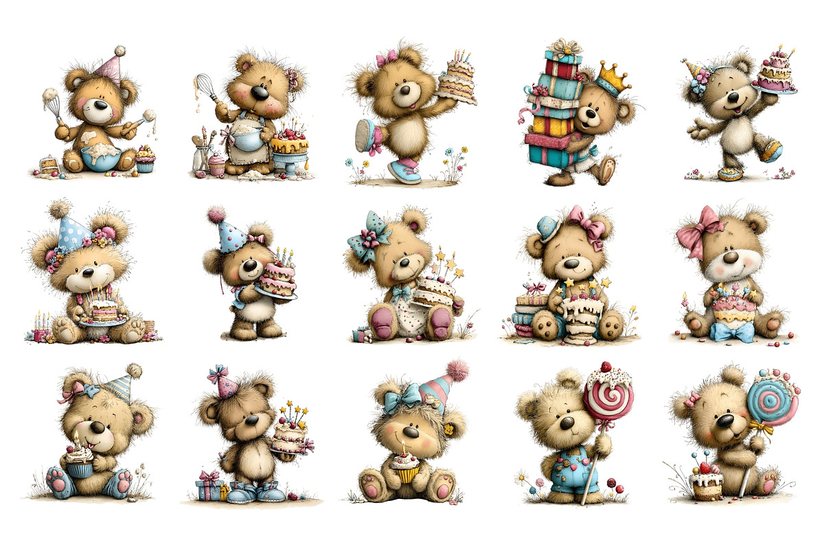 Birthday Bear PNG Clipart Watercolor, an Animal Illustration by Nicolle's Colorful Art (Photo 2 of 3)