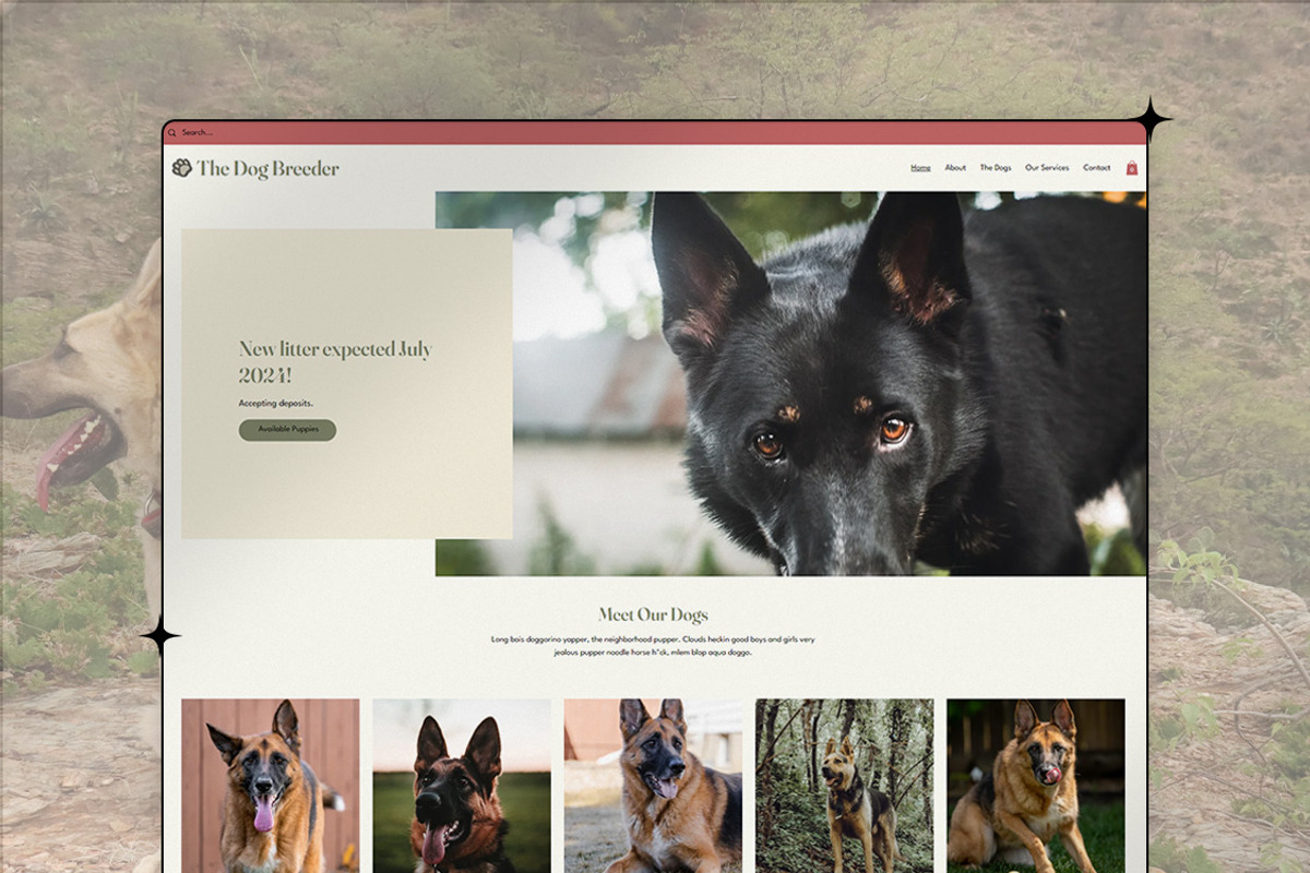 The Dog Breeder Wix Template, a Wix Template by Girl Boss From Home (Photo 1 of 8)