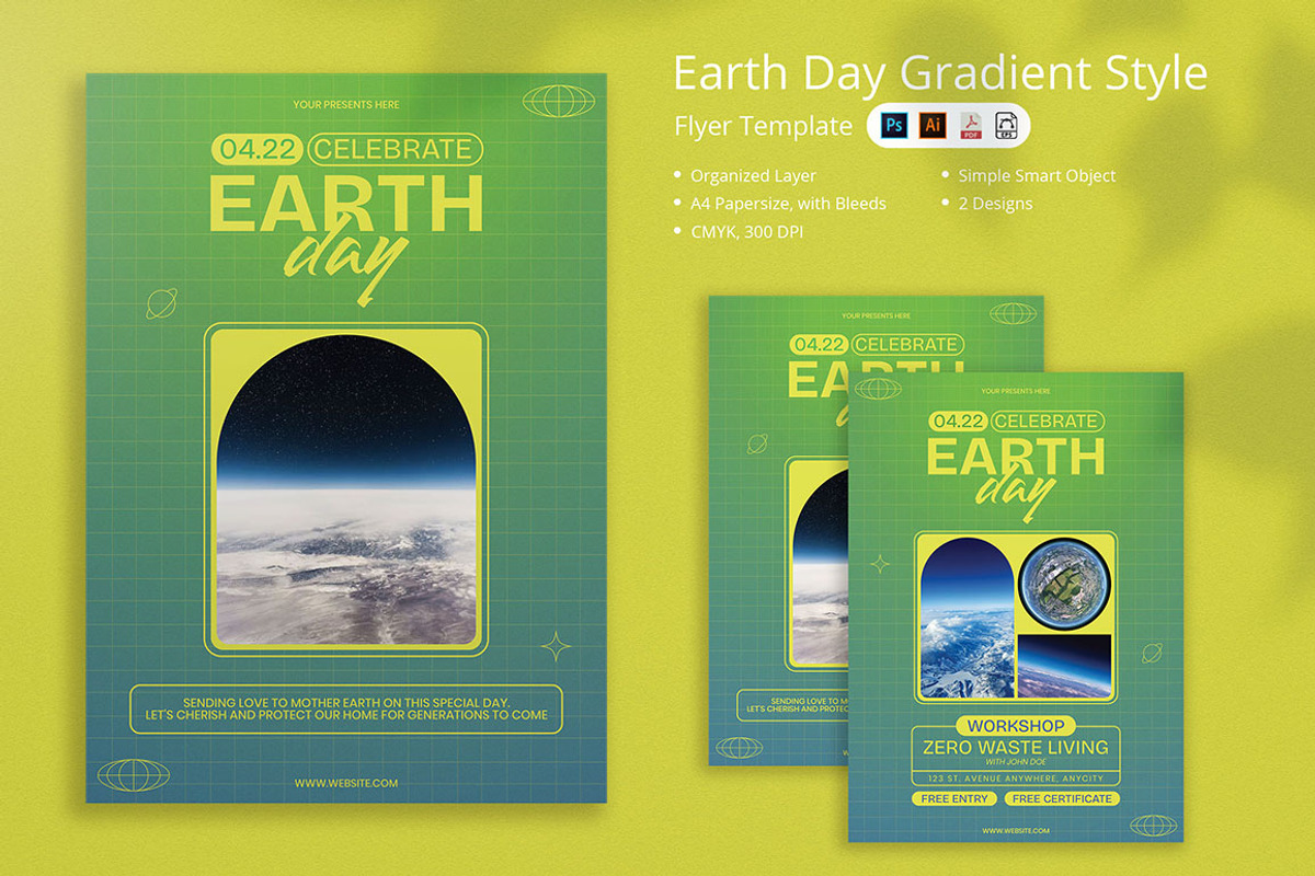 Tanah - Earth Day Gradient Style, a Flyer Template by Attype (Photo 1 of 4)