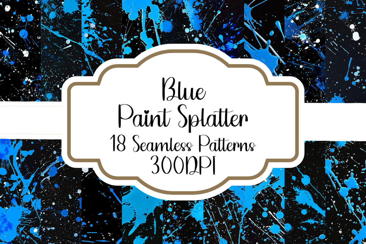 Blue Paint Splatter Patterns, a Pattern Graphic by PrintablesByFranklyn (Photo 1 of 6)