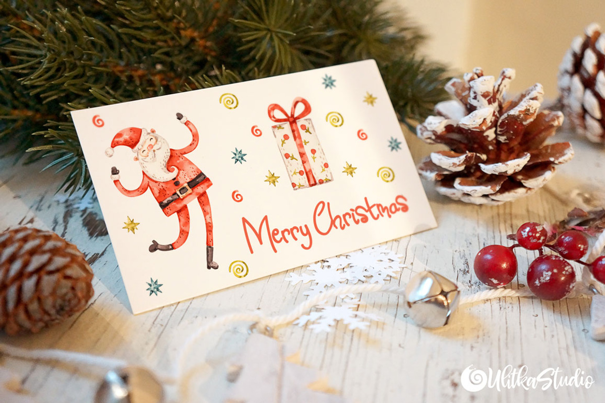 Happy Santa Claus. Christmas clipart, a Decorative Illustration by UlitkaStudio (Photo 4 of 10)