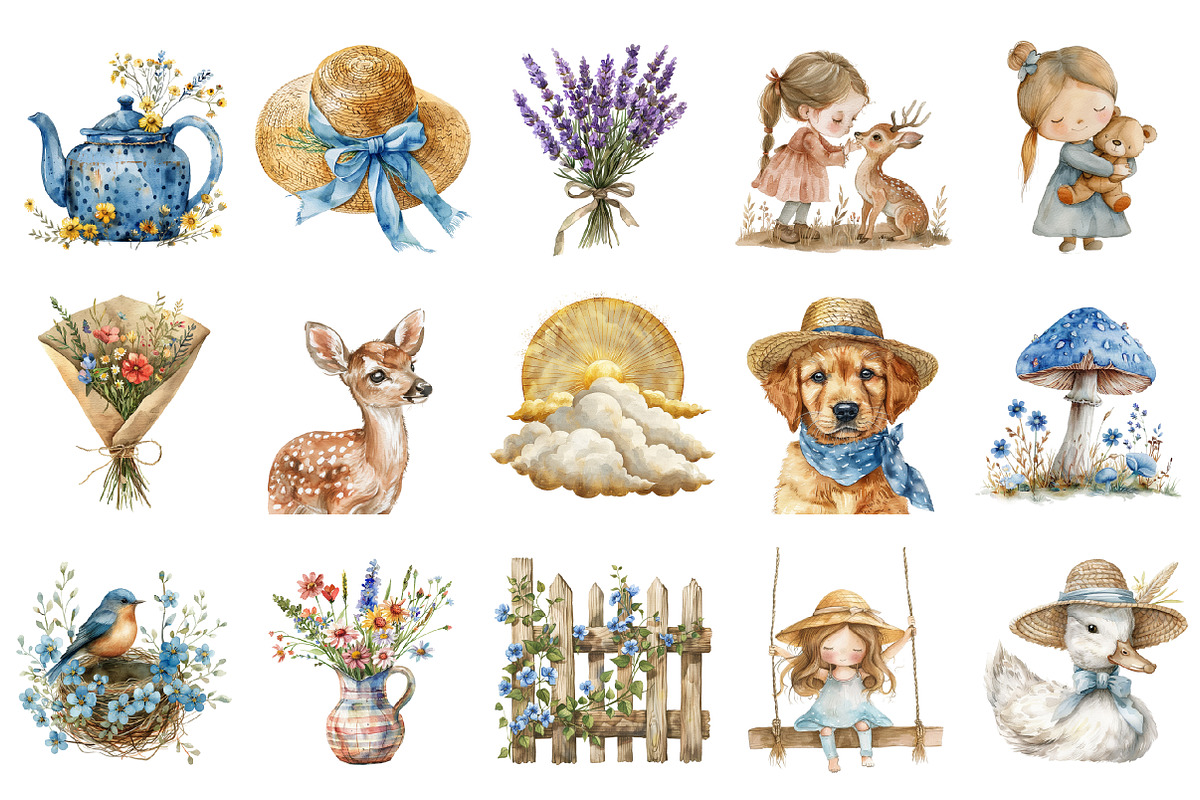 Summer Cottagecore Clipart, an Illustration by Design Market (Photo 3 of 5)