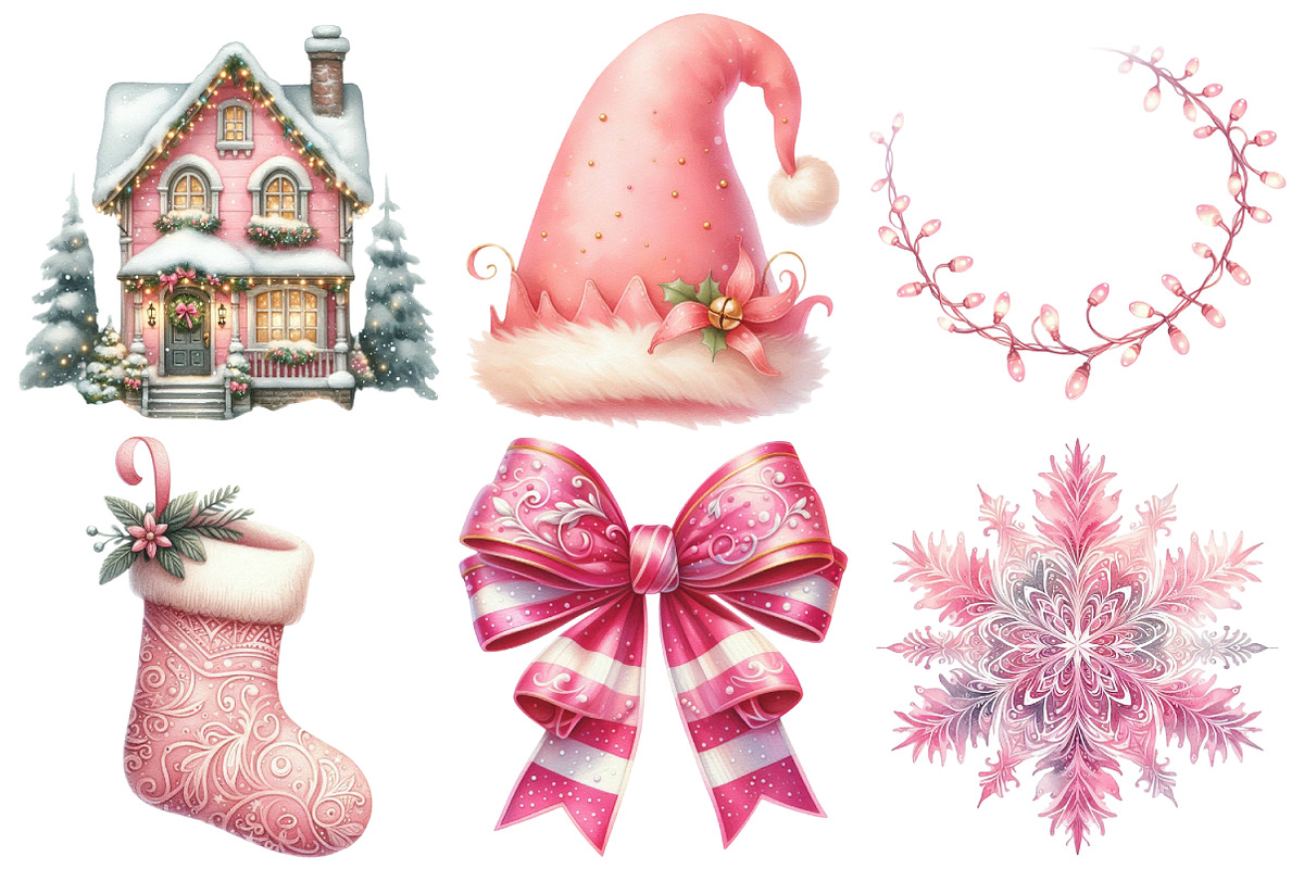 Pink Christmas Clipart PNG, an Illustration by Pixels.Craft (Photo 3 of 7)