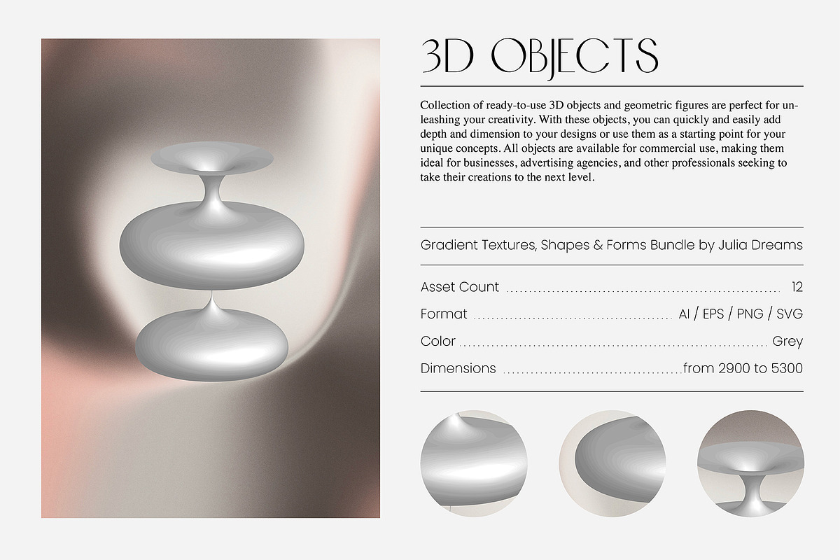 Gradient Textures Shapes 3D Objects, an Object Graphic by Julia Dreams (Photo 17 of 23)