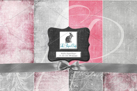 Shabby Pink & Grey Digital Paper preview 3