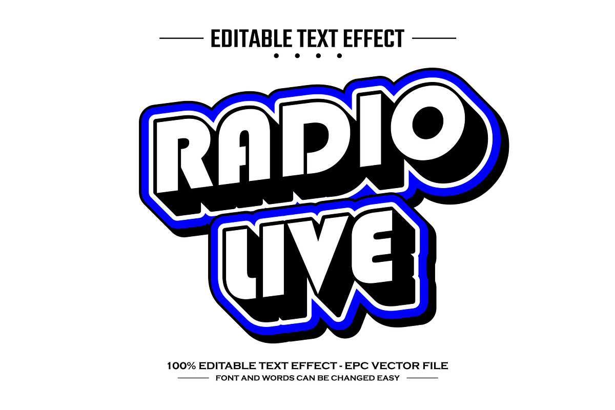 Radio live 3D editable text effect, a Layer Style Add-On by nicemorning (Photo 1 of 3)