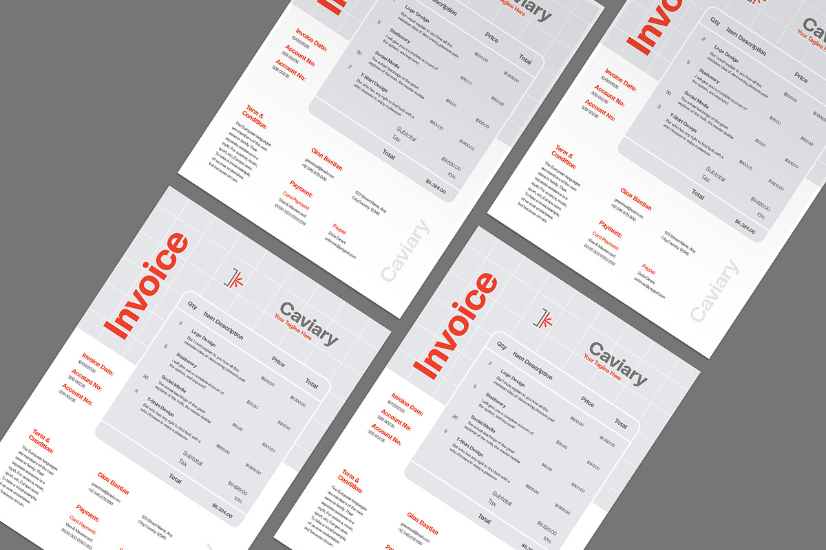 Simple Modern Invoice, a Stationery Template by Neermana