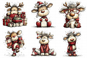 Funny Christmas Reindeer Clipart, an Illustration by Daily.Designs (Thumbnail 8 of 8)