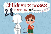Children’s poses stamp for Procreate, a Brush Add-On by PoPshop (Thumbnail 1 of 5)