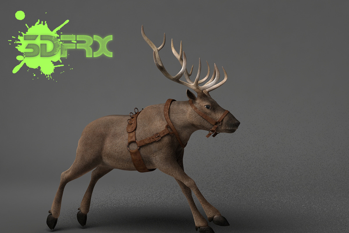 REINDEER (Rigged&Posed), an Animal 3D Model by 3DFRX (Photo 3 of 6)