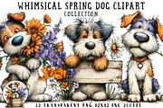 Whimsical Spring Dog Clipart, an Illustration by OK Design (Thumbnail 1 of 6)