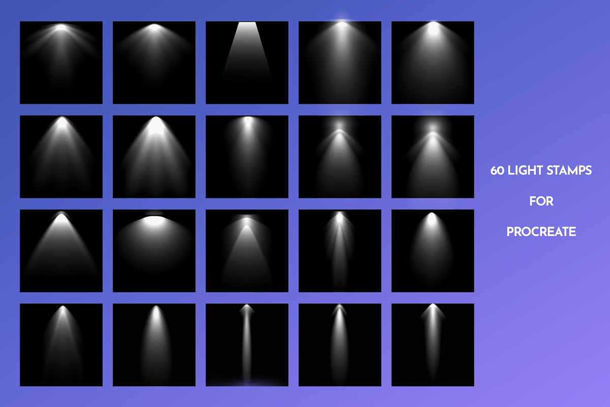 Procreate  Light stamp brushes, a Brush Add-On by Julia Right Studio (Photo 2 of 6)
