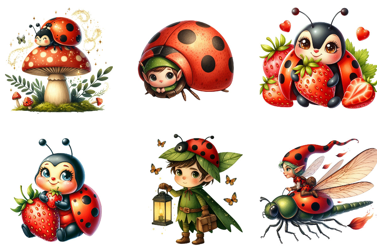 Ladybug Clipart Ladybug Elf Clipart, an Illustration by DreamArtGraphic (Photo 5 of 5)