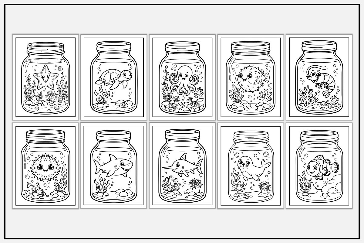 Sea Animal in a Jar Coloring Pages, an Animal Illustration by Lamia Emad (Photo 3 of 5)