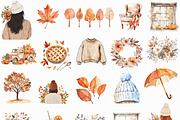 Watercolor Autumn Fall Clipart (PNG), a Seasonal Illustration by DesignBTF (Thumbnail 3 of 6)