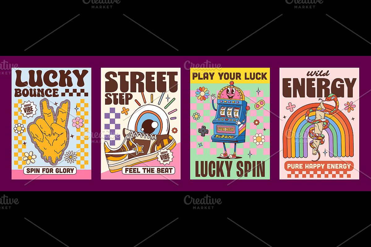 Y2K groovy funky hippie posters, an Object Illustration by Buch&Bee (Photo 3 of 3)