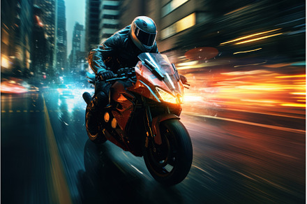 Agile Motorcycle speeding city, a Sports & Recreation Photo by Ylivdesign