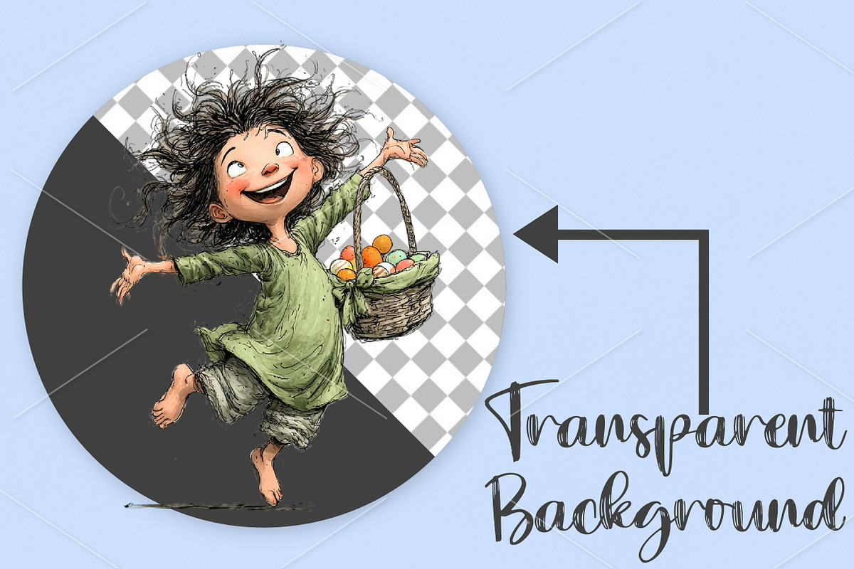Whimsical Easter Girls Clipart PNG, a Seasonal Illustration by Canvas Craft (Photo 2 of 7)