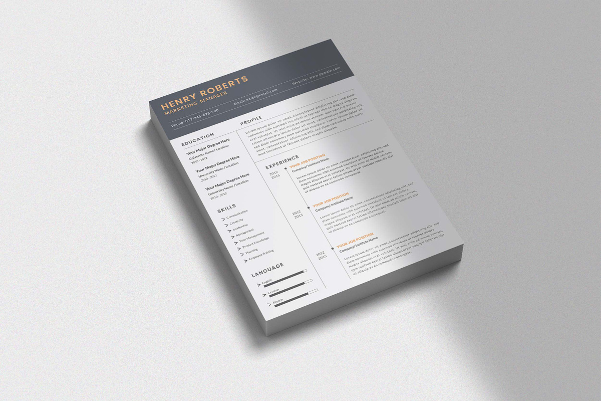 Modern CV Resumes Design, a Resume Template by Graphic Template (Photo 3 of 4)