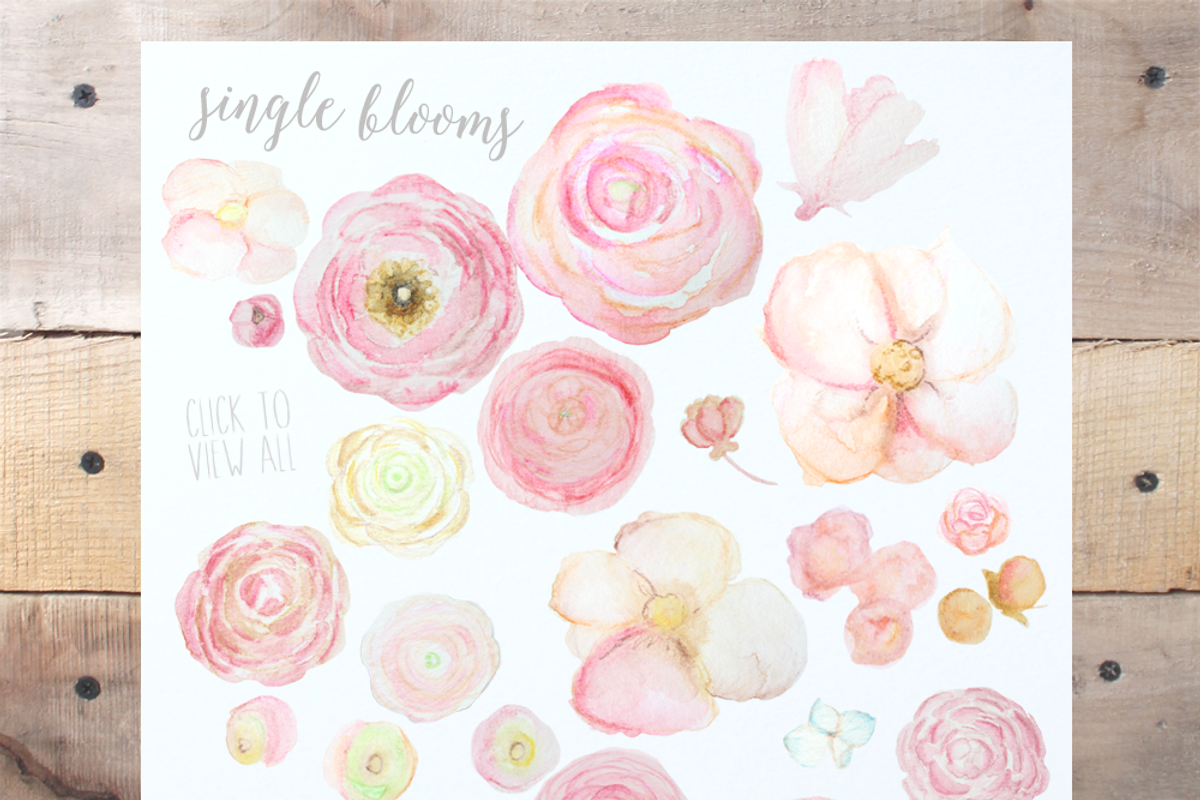 Watercolor Flowers Mega Pack, an Illustration by WeLivedHappilyEverAfter (Photo 3 of 5)