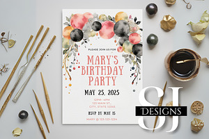 Balloon Wreath Party Invite
