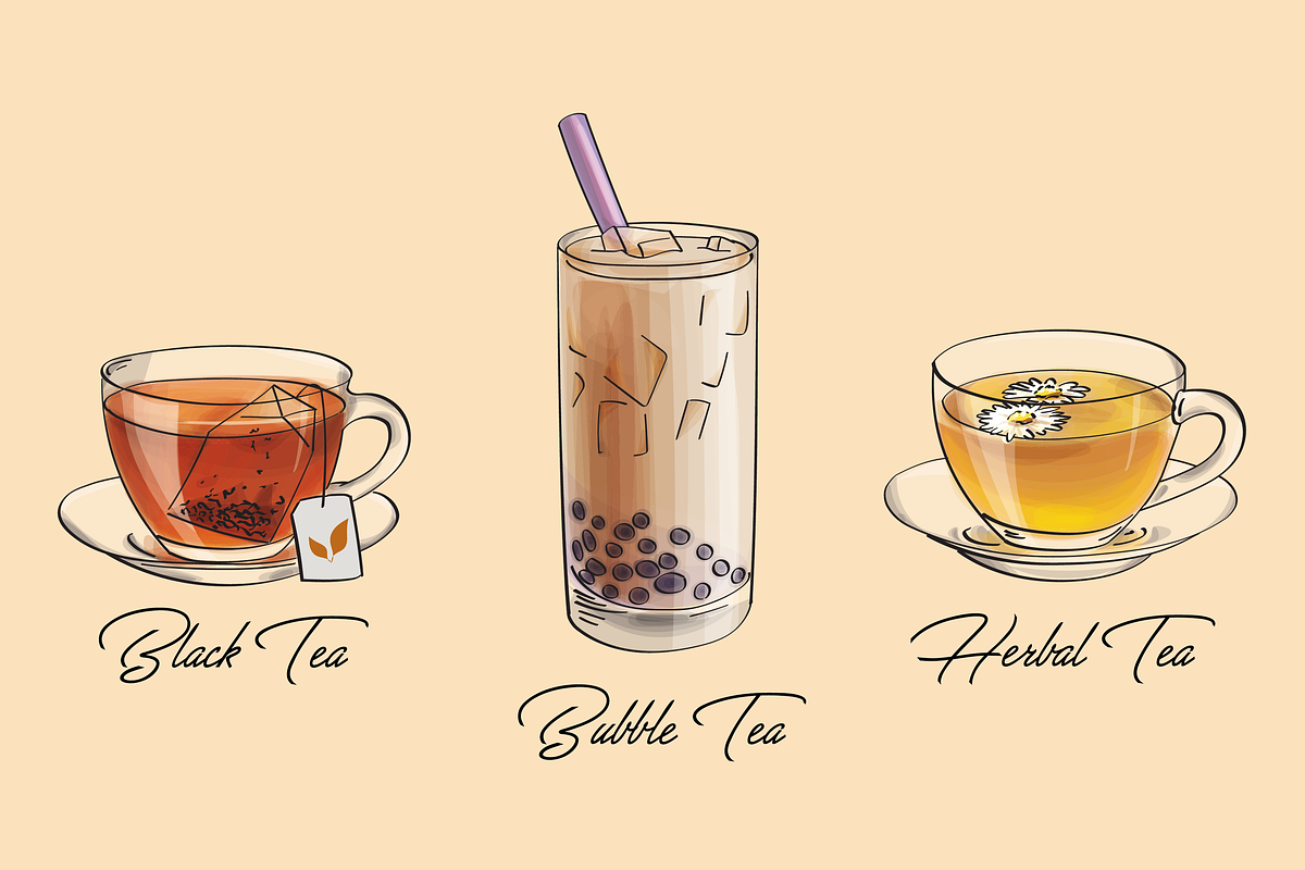 Tea Drinks set. Vector illustrations, a Food Illustration by Svitlo illustrations (Photo 4 of 6)