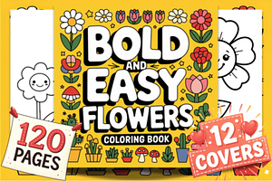 Bold and Easy Flowers Coloring Pages, a Decorative Illustration by Ink Gallery