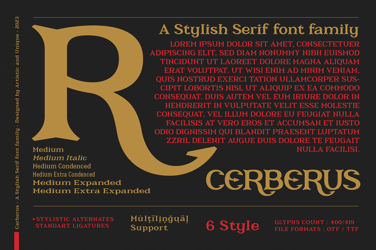 Cerberus - Serif font family, a Serif Font by Artistic & Unique (Photo 9 of 15)