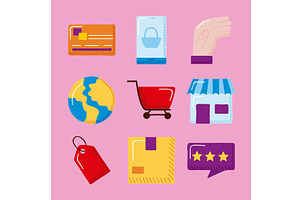 nine online sale items, a Finance Illustration by studiogstock
