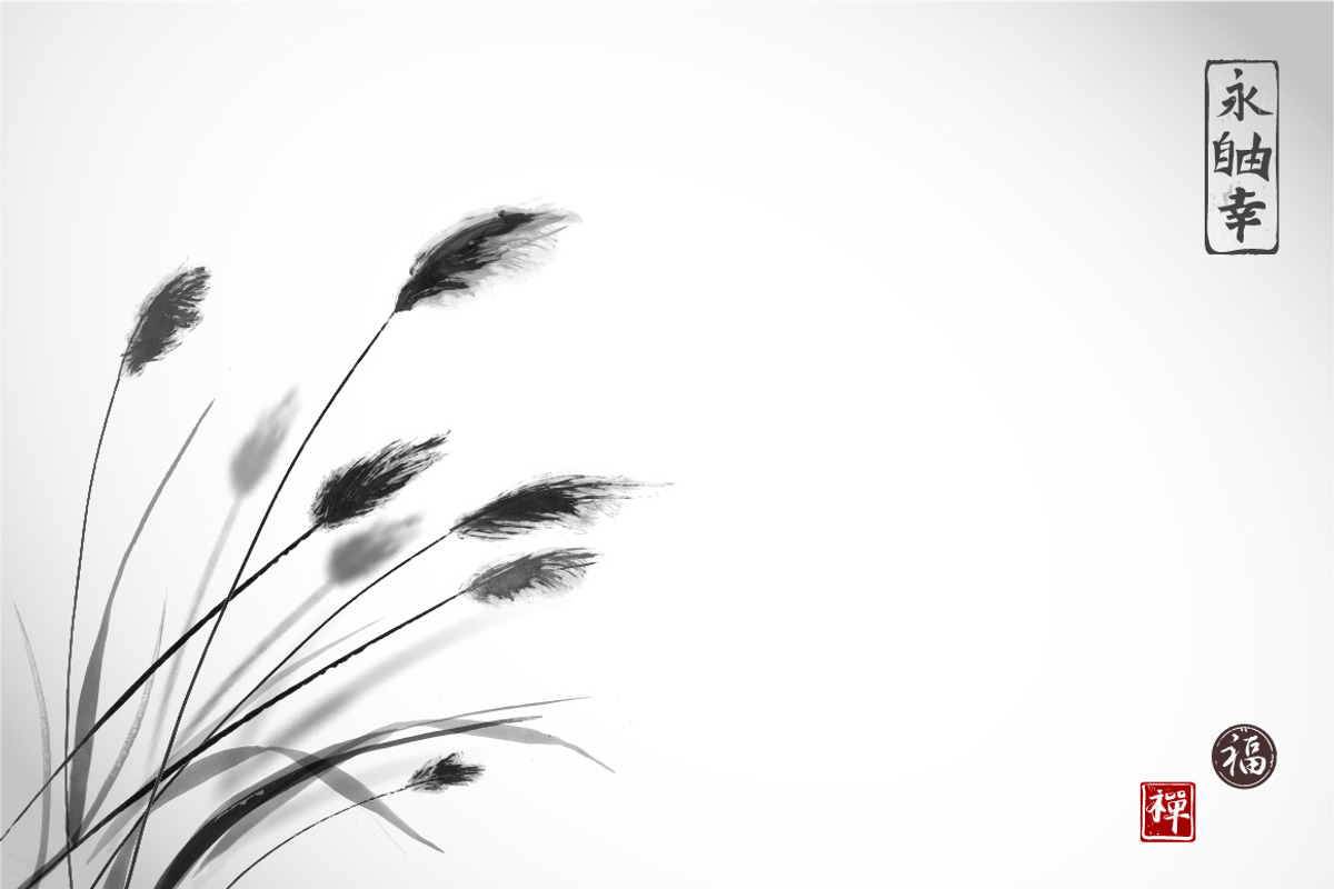 Japanese painting sumi-e. Flowers, a Decorative Illustration by Elina_Li (Photo 7 of 15)