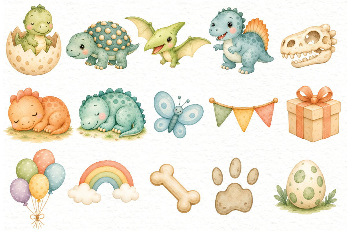 Dinosaur Clipart Bundle, an Animal Illustration by Villa 11 Estudio (Photo 3 of 7)