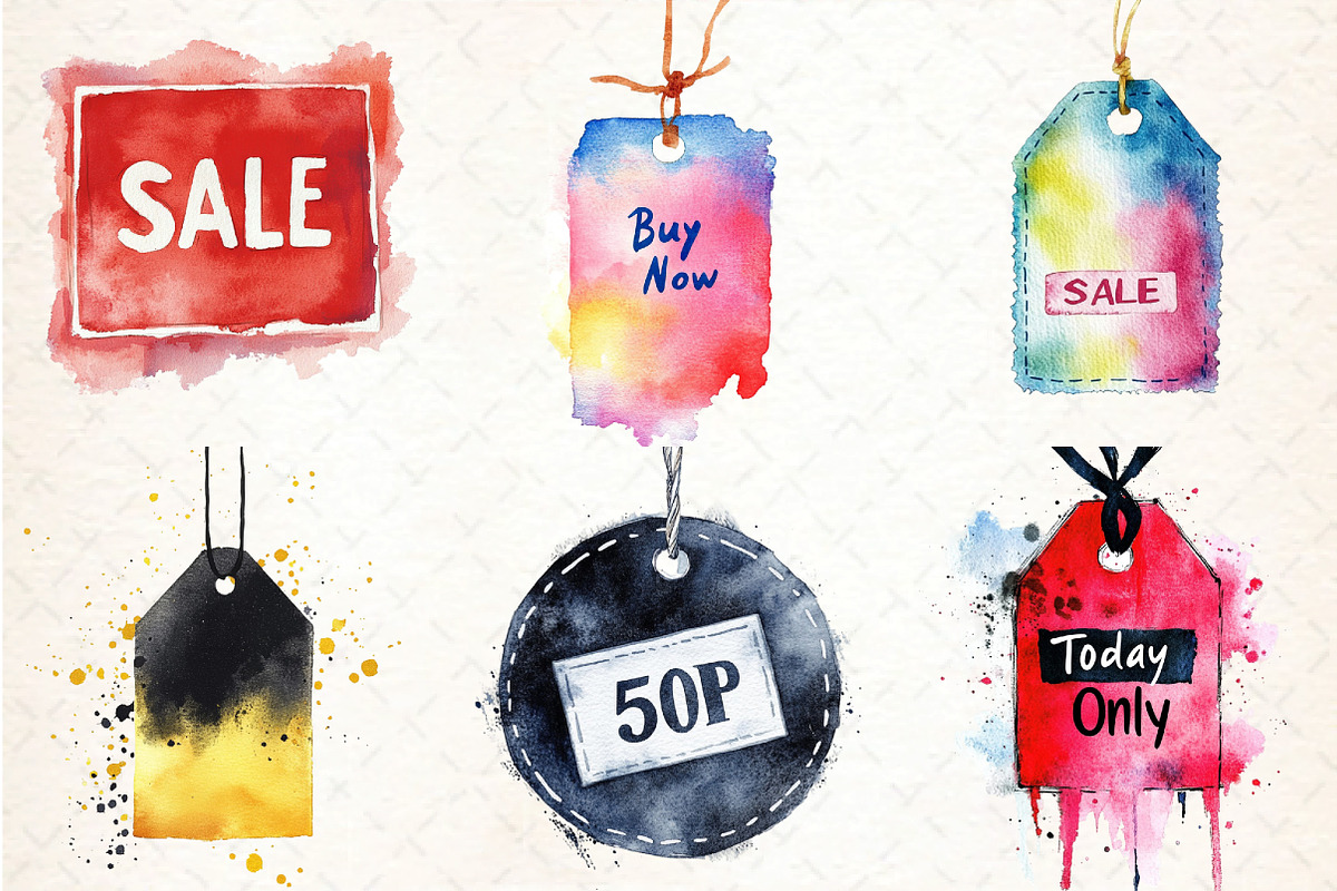 Watercolor Discount Tag Black Friday, an Illustration by DreamCafeArt (Photo 2 of 5)