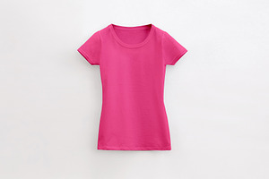 round neck lady fit pink t-shirt
