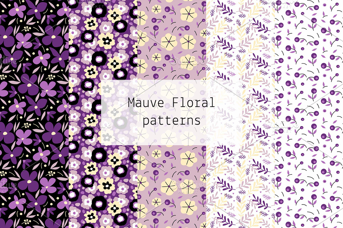 Mauve Floral Patterns, a Pattern Graphic by Lyolya Profitrolya (Photo 1 of 6)