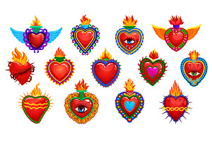 Mexican Sacred Hearts Tattoos