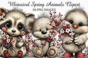 Whimsical Spring Animals Clipart, an Illustration by Craft Nest
