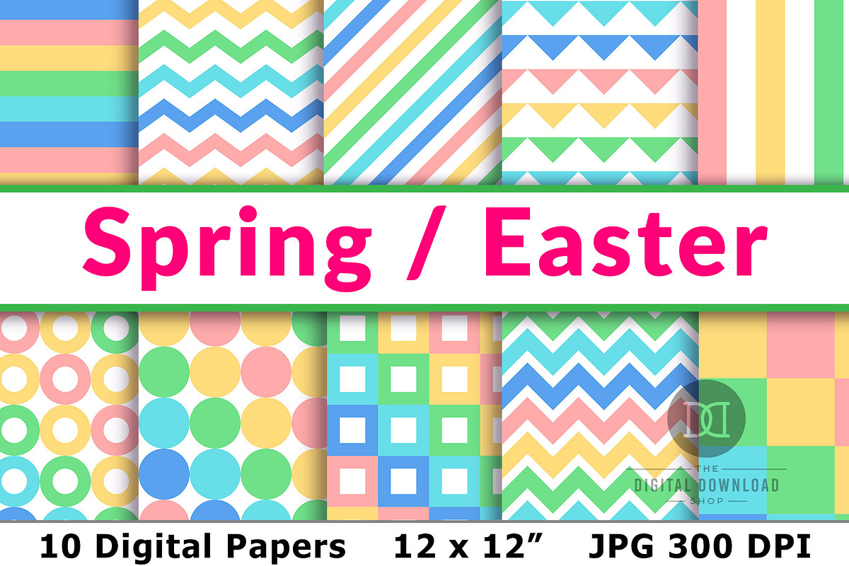 Spring / Easter Digital Papers, a Pattern Graphic by The Digital Download Shop (Photo 1 of 3)