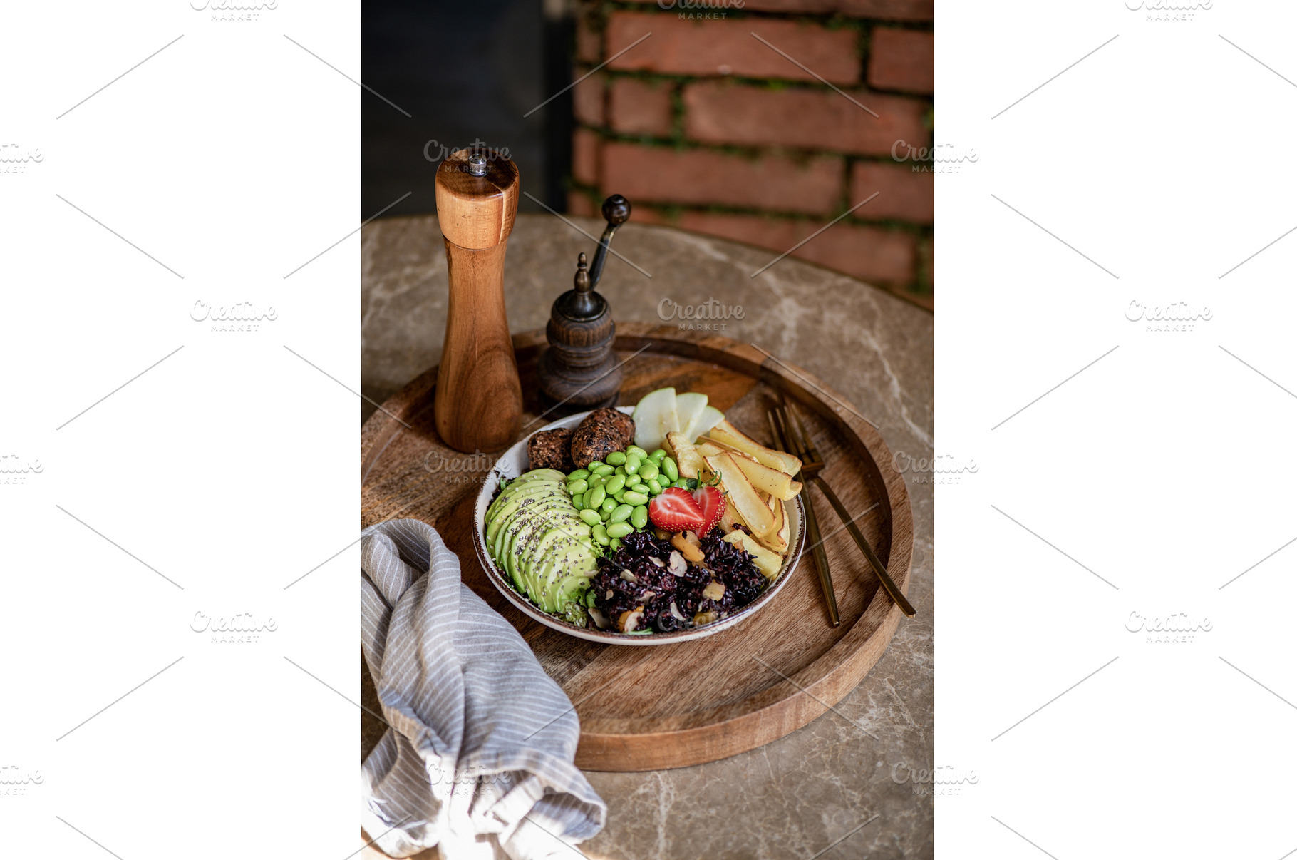 Healthy vegan Falafel, edamame, a Food & Drink Photo by Foxys