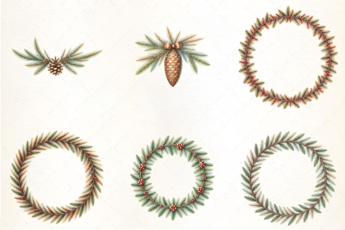 Winter Wreaths & Garlands Clipart Se, an Illustration by CrexoraLab (Photo 4 of 5)