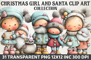 Christmas Girl and Santa Clip Art, an Illustration by RobertsArt (Thumbnail 1 of 7)